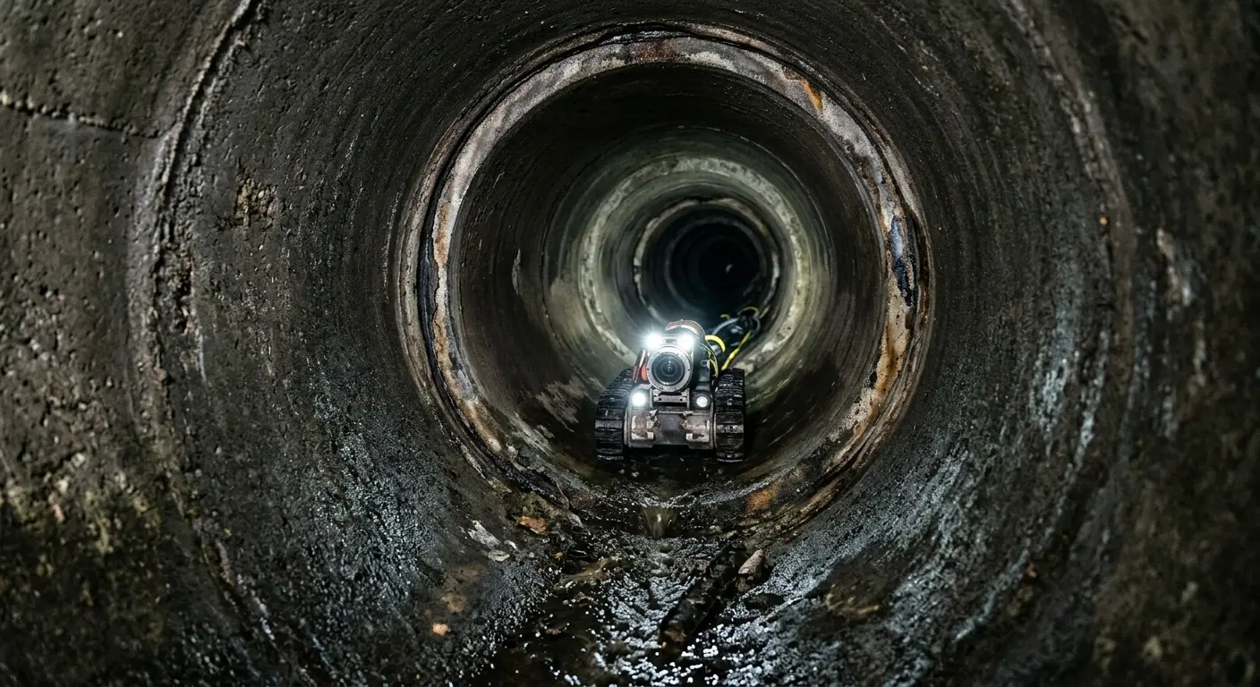 Robotic sewer camera inspecting pipe interior for Sewer Line Repair in Souderton